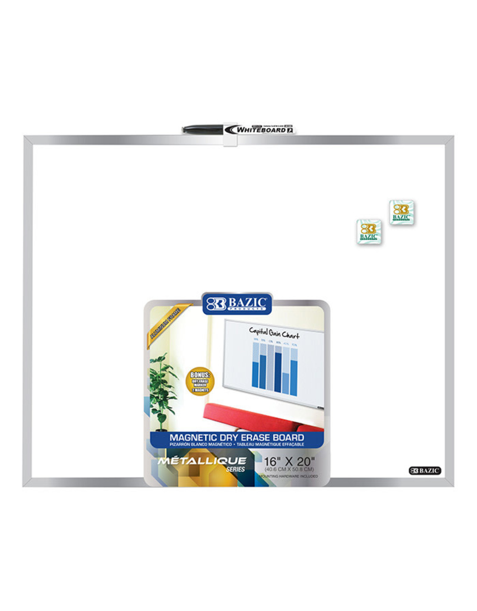 Aluminum Framed Magnetic Dry Erase Board  16"x20"