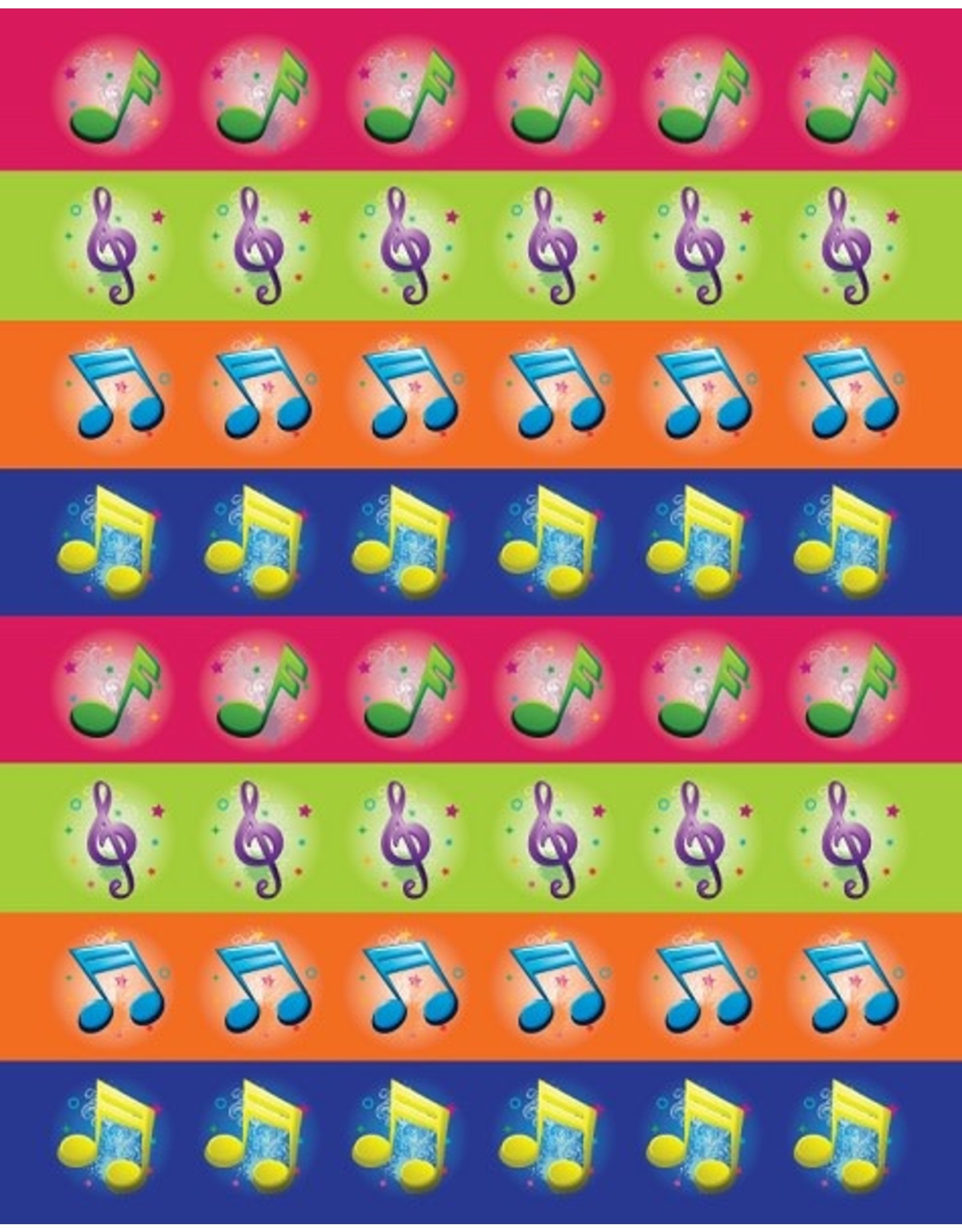 RANENU STICKER: COLORFUL MUSIC NOTES-DOTS - 6 SHEETS