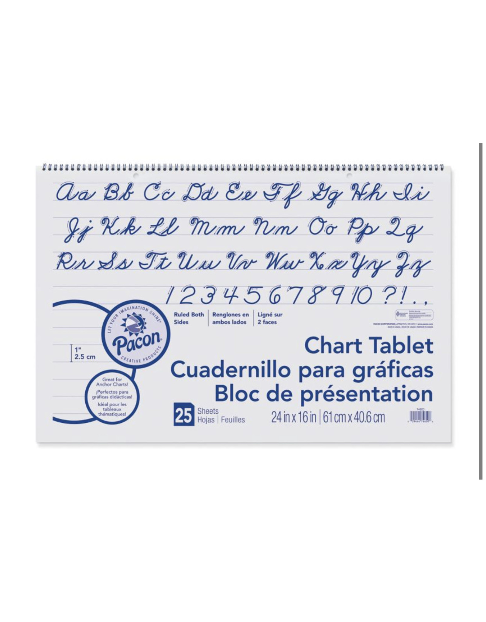 CHART TABLET 24"x16" 1" ruling