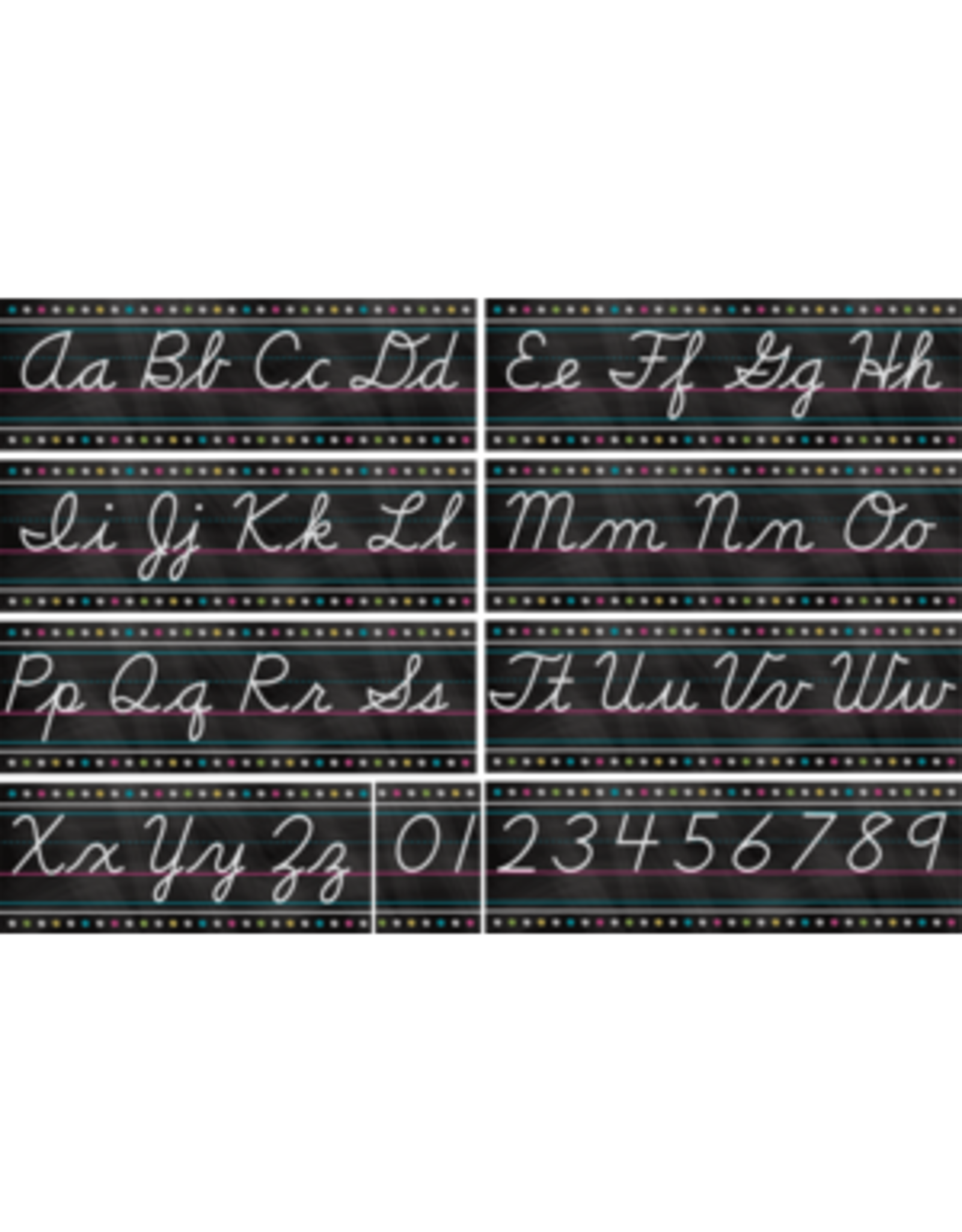 BULLETIN BOARD SET: CHALKBOARD BRIGHTS CURSIVE ALPHABET LINE