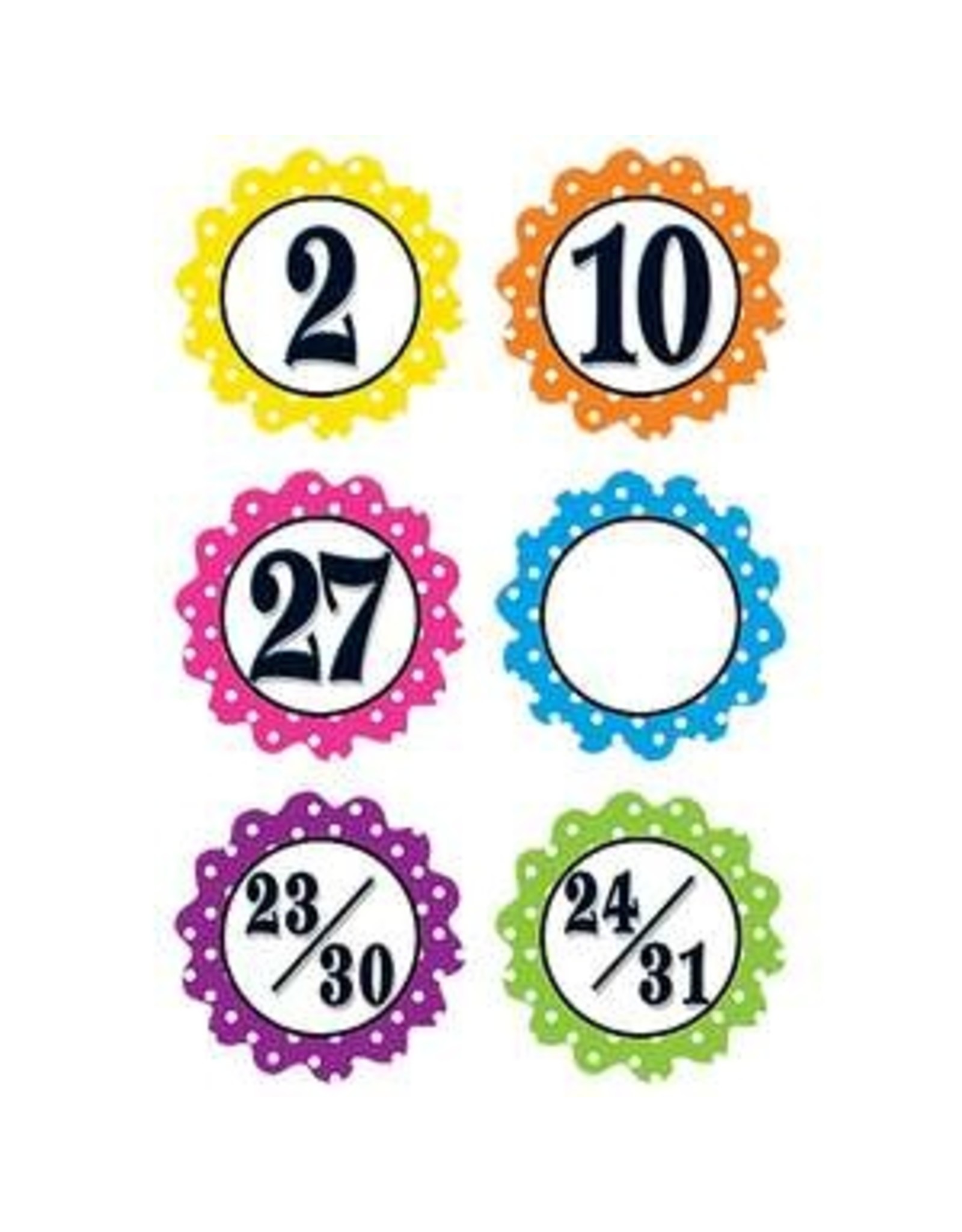 POLKADOT FLOWERS CALENDAR DAYS  2.5" x 2.5" - 36 PACK