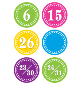 BRIGHT CIRCLES CALENDAR DAYS 2.5" - 36 PACK