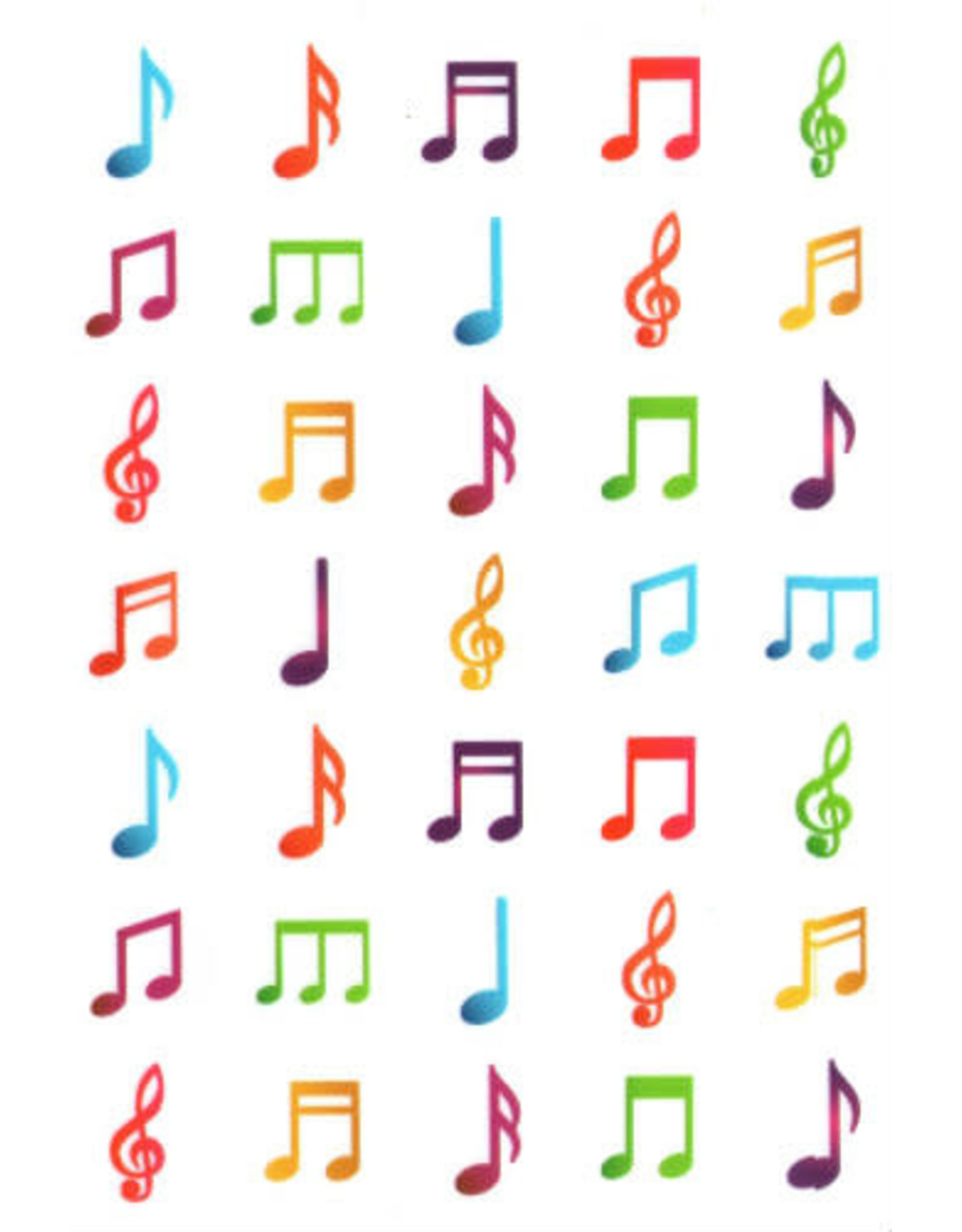 Sticker: Colorful Music Notes 8 SHEETS