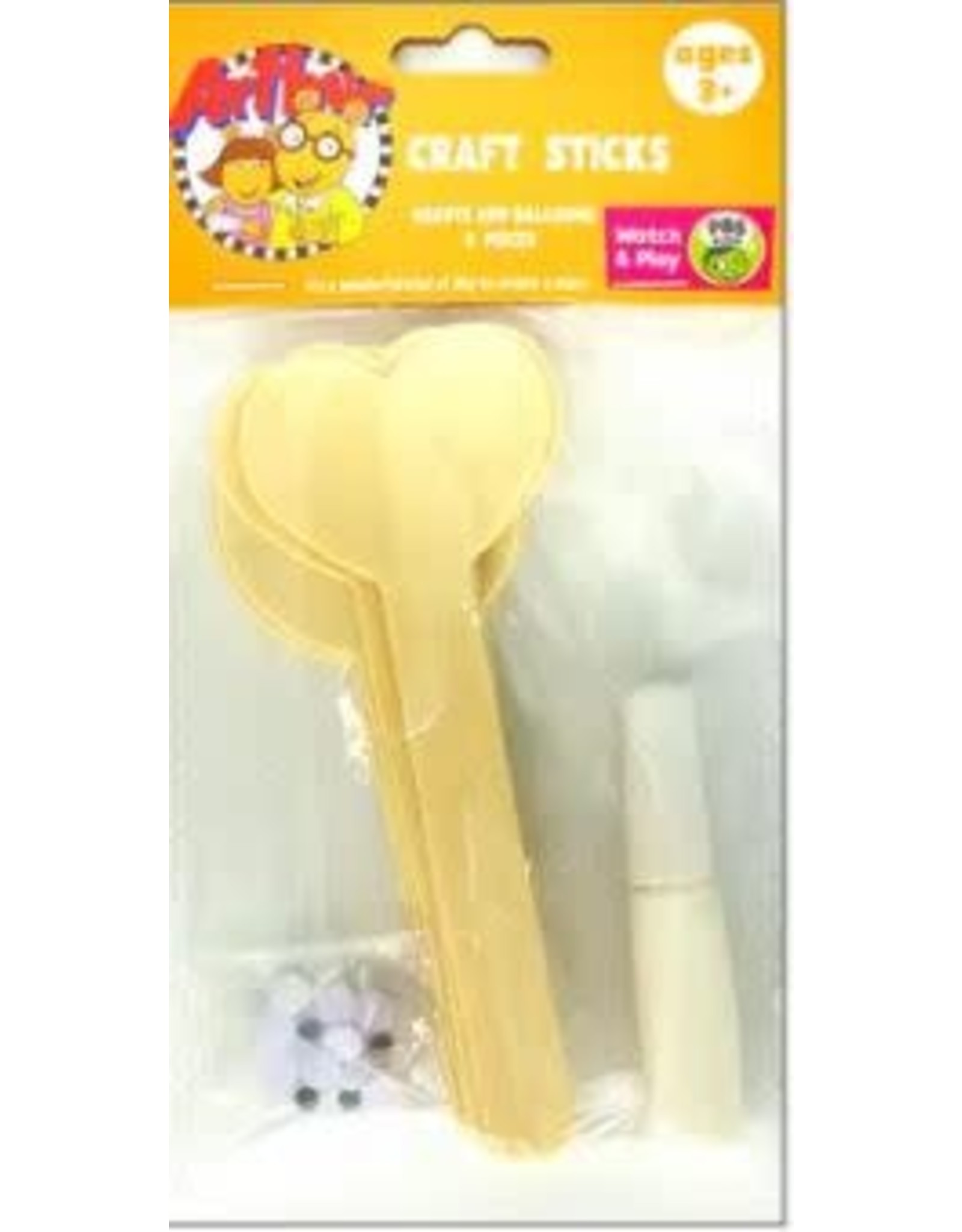 CRAFT STICKS HEARTS AND BALLOONS 6PC
