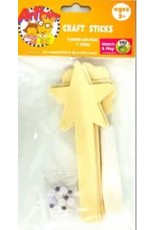 CRAFT STICKS FLOWERS AND STARS 6PC