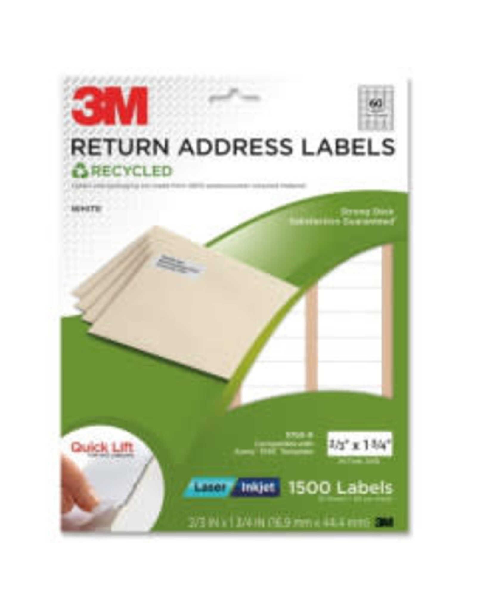 WHITE MAIILING LABELS 25 sheets 60 per sheet 2/3"x1 3/4"