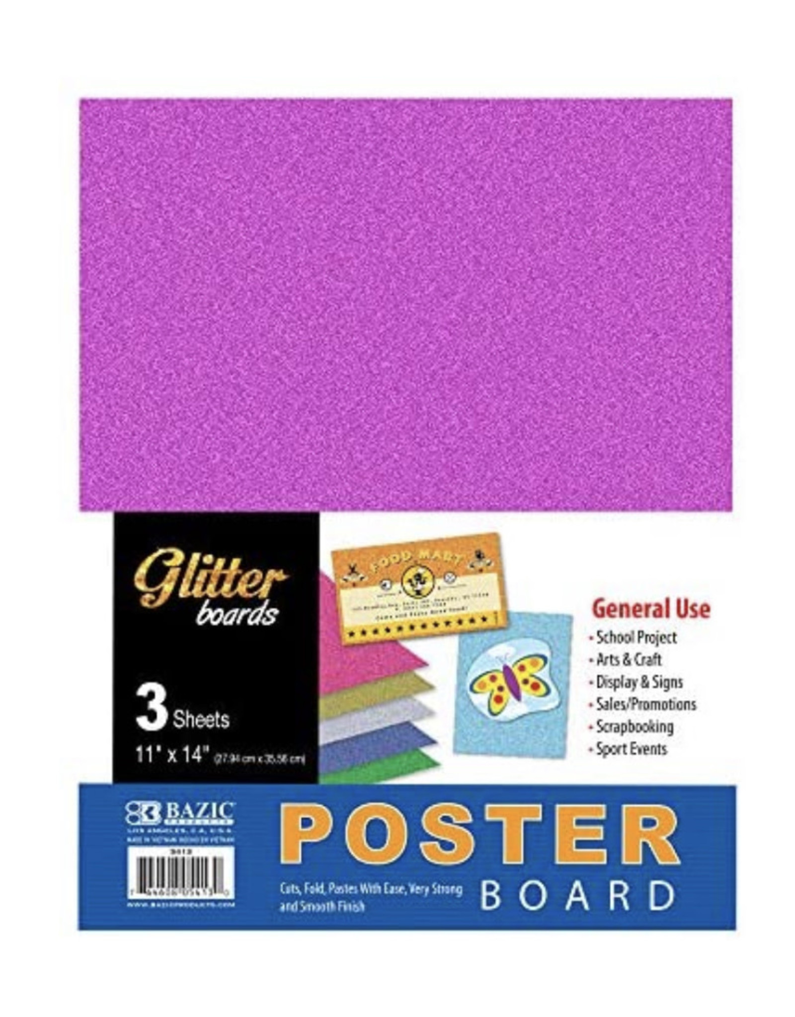 GLITTER POSTER BOARD 11"X14" -  3 PACK