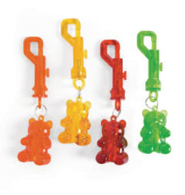 GUMMY BEAR CLIP KEY CHAIN - 12 PACK