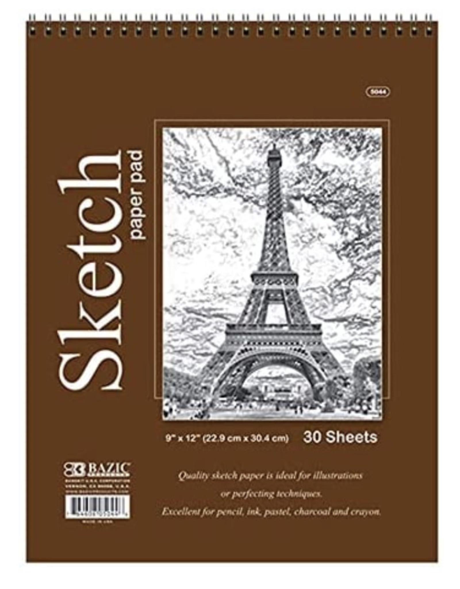 SKETCH PAD - SPIRAL TOP 9"x12" - 30 SHEETS