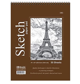 SKETCH PAD - SPIRAL TOP 9"x12" - 30 SHEETS
