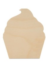 WOOD SHAPE: CHUNKY CUT OUT-CUPCAKE 4"X3.25"X0.5"