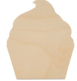 WOOD SHAPE: CHUNKY CUT OUT-CUPCAKE 4"X3.25"X0.5"