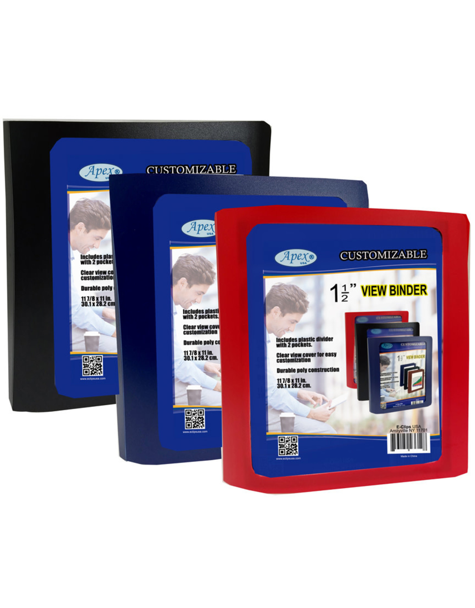 1.5 “  Poly View Binder w/ pockets  Apex brand
