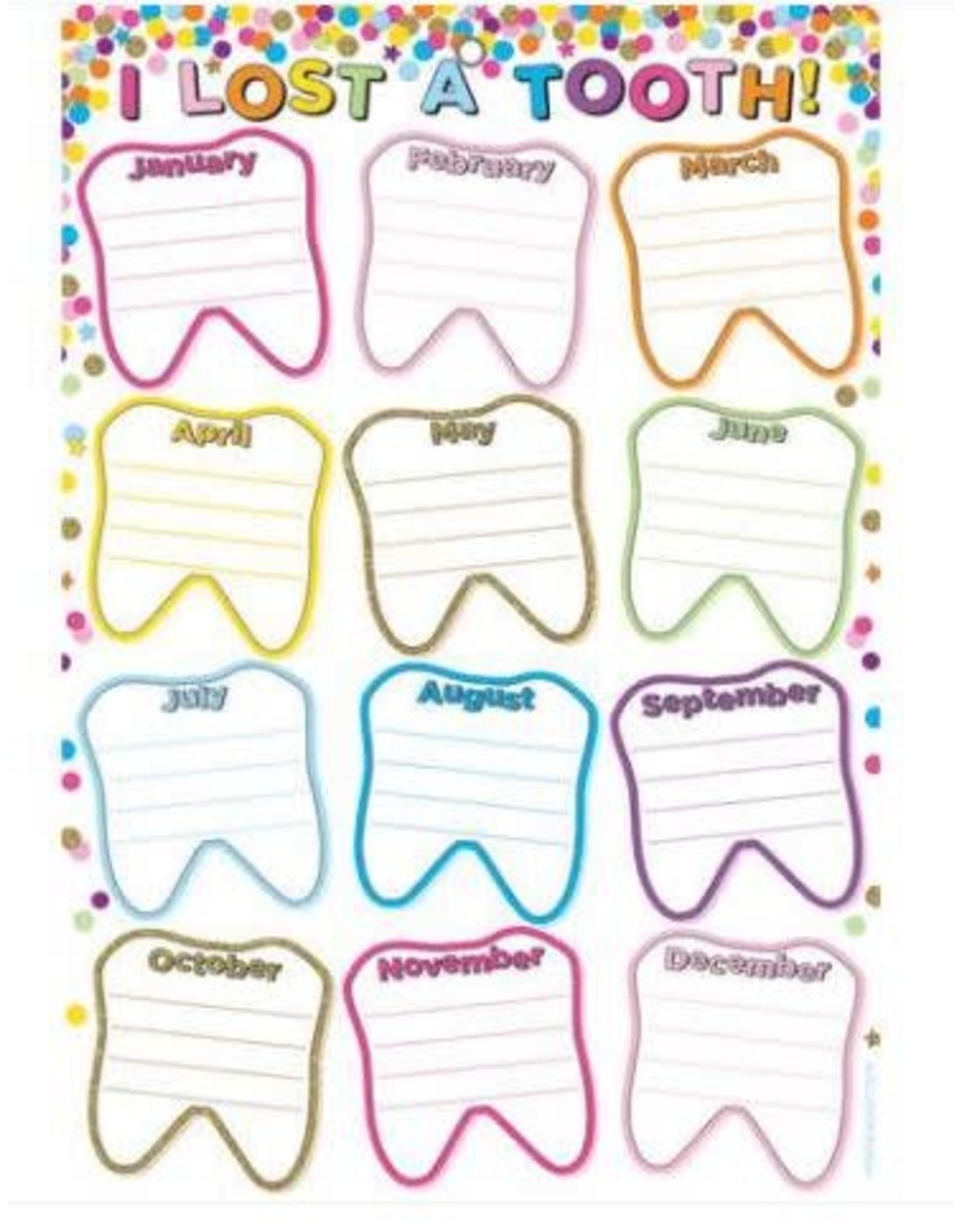 POLY CHART: LOST TOOTH CONFETTI 13"X19"
