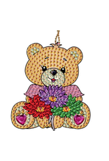 DIAMOND ART: FLOWER  BEAR KEYCHAIN