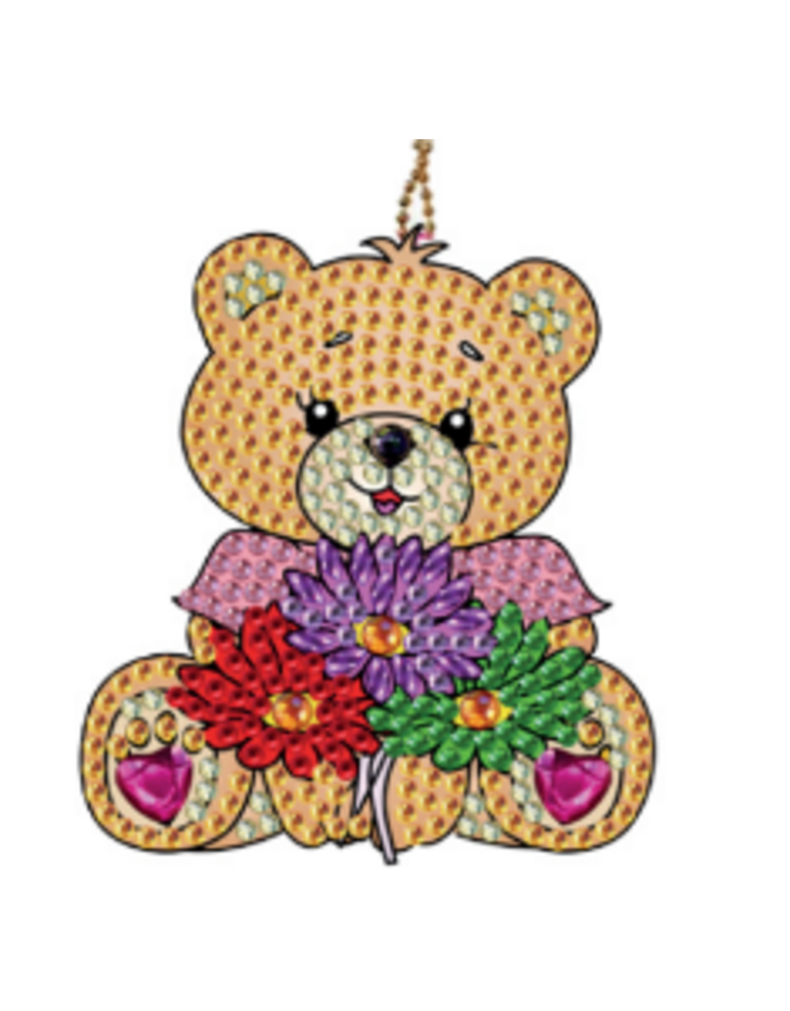 DIAMOND ART: FLOWER  BEAR KEYCHAIN