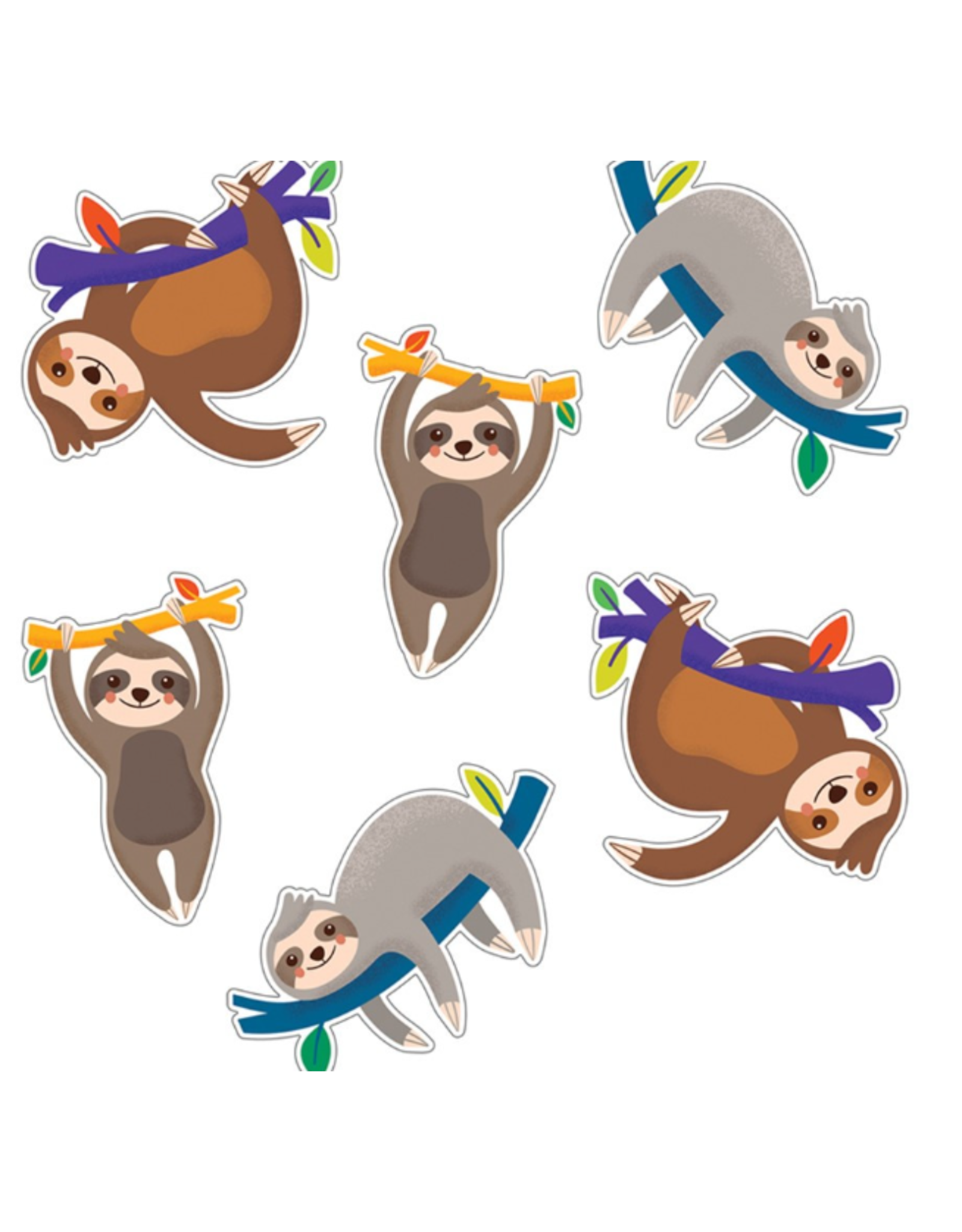 ASSORTED CUT OUTS: SLOTHS 36PC