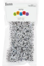 PONY BEADS: METALLIC SILVER 6mmX9mm 500 PACK