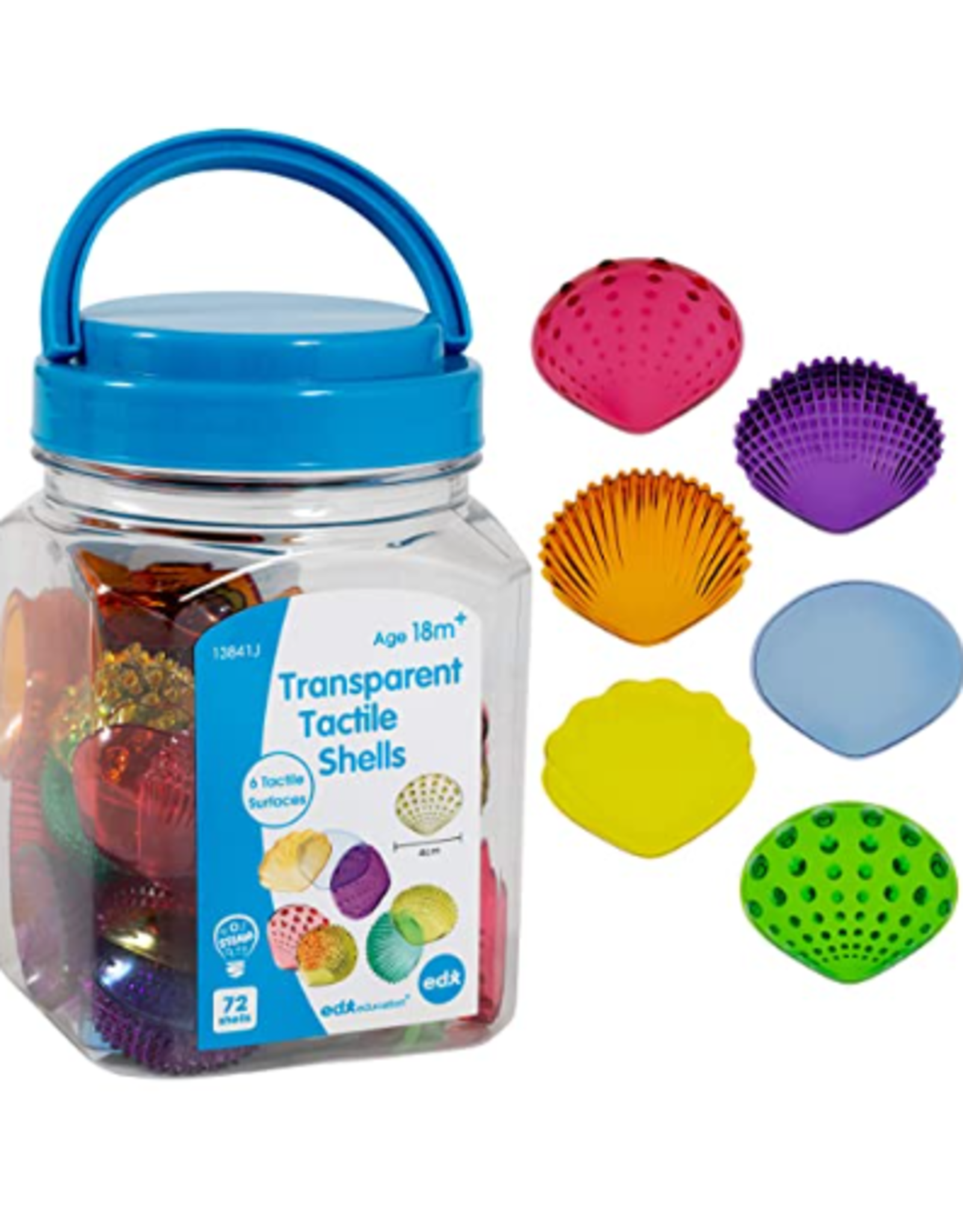 TRANSPARENT TACTILE SEASHELLS 72PC