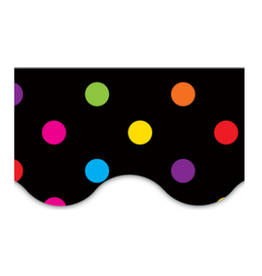 SCALLOPED BORDERS: COLORFUL DOTS ON BLACK 2 3/16"X35'