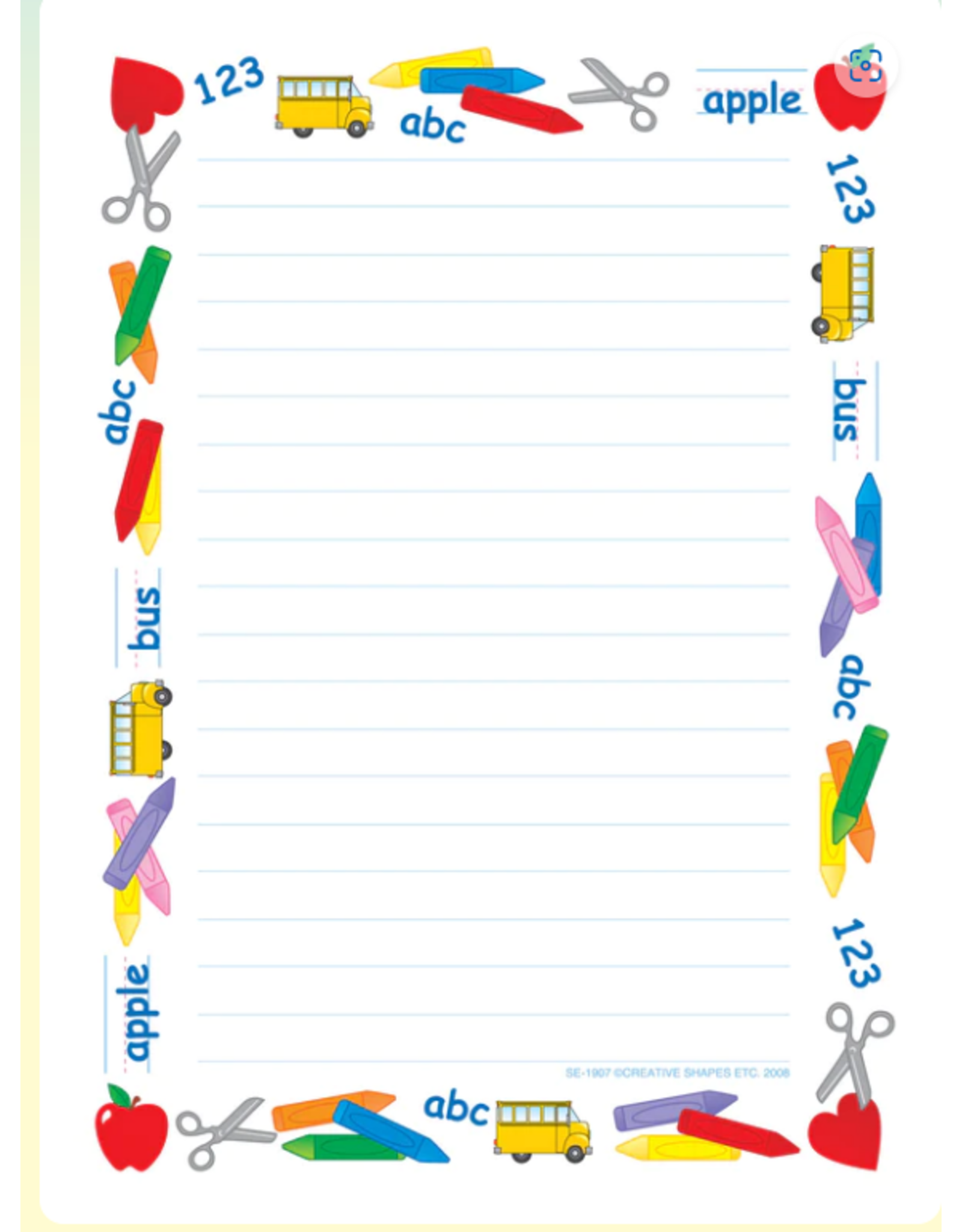 NOTEPAD: LINED SCHOOL TIME BORDER