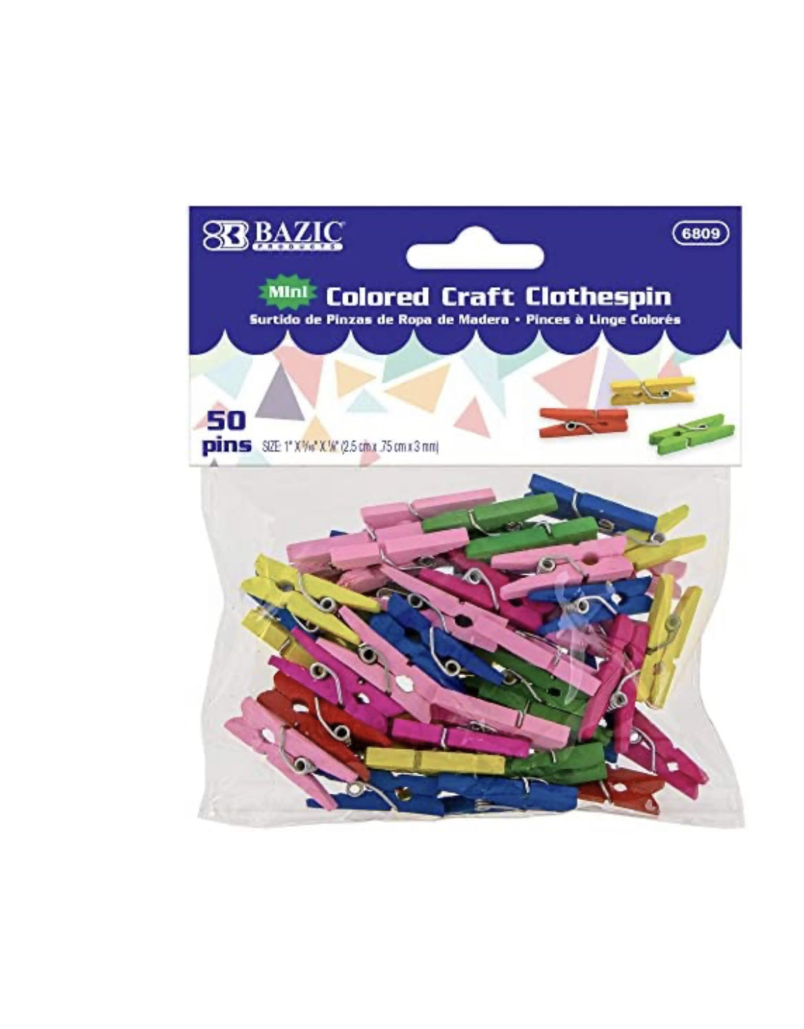 CLOTHESPINS: MINI 1"  -  ASSORTED COLORS 50 PACK