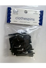 CLOTHESPINS - 1 7/8" - BLACK 12PCS