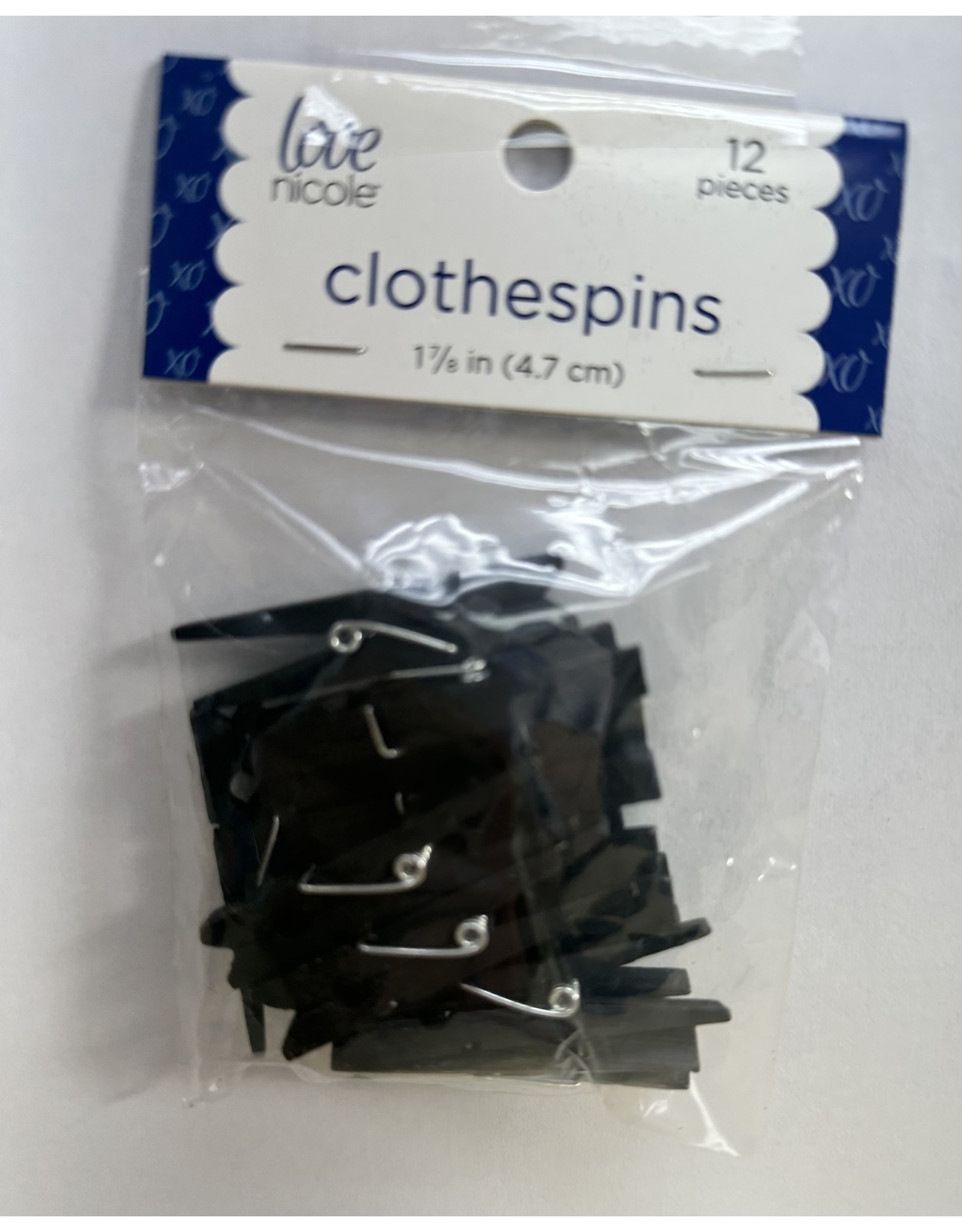 CLOTHESPINS - 1 7/8" - BLACK 12PCS