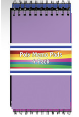 POLY MEMO PAD TOP SPIRAL  3"x5" -   4 PACK