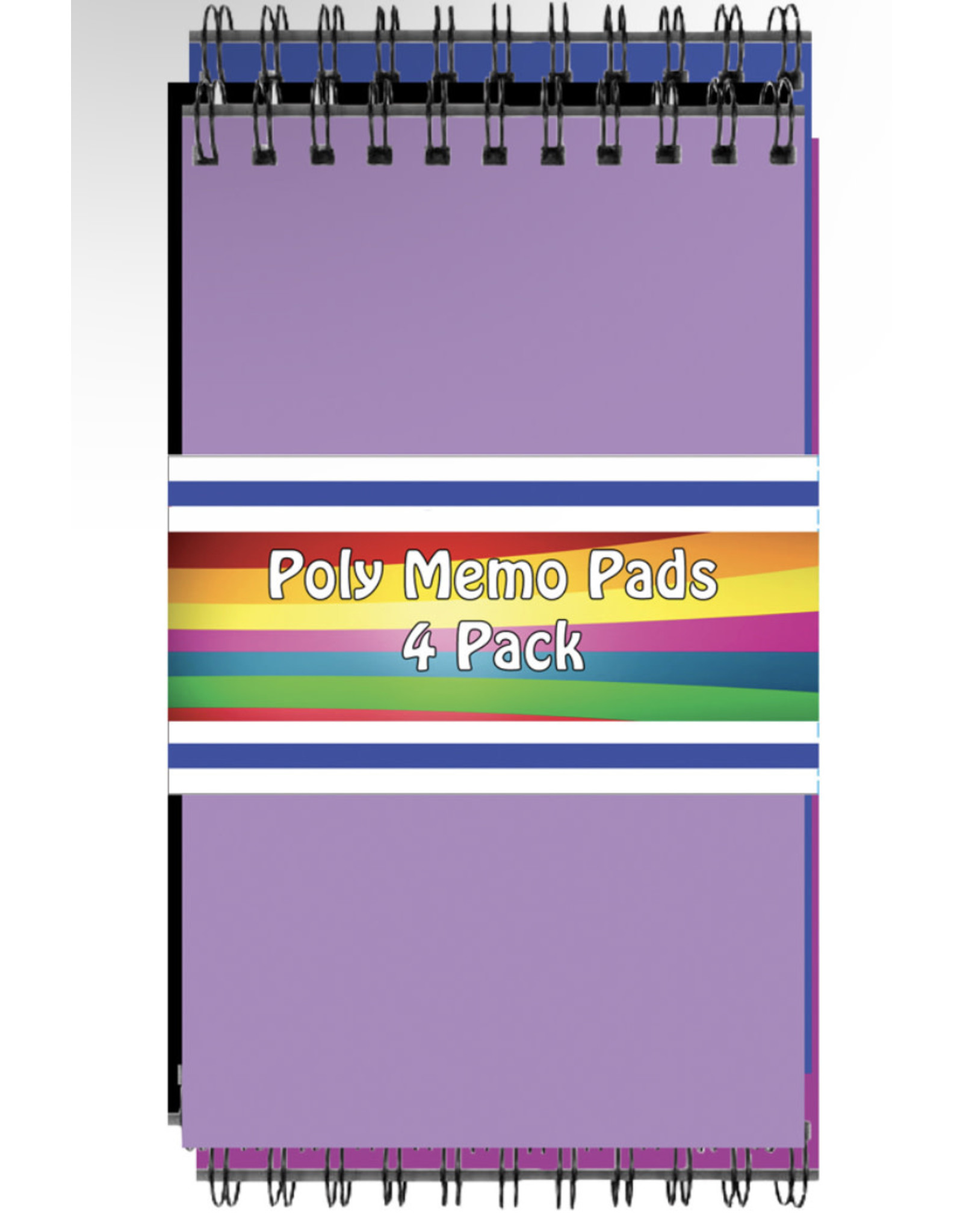 POLY MEMO PAD TOP SPIRAL  3"x5" -   4 PACK