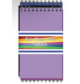POLY MEMO PAD TOP SPIRAL  3"x5" -   4 PACK