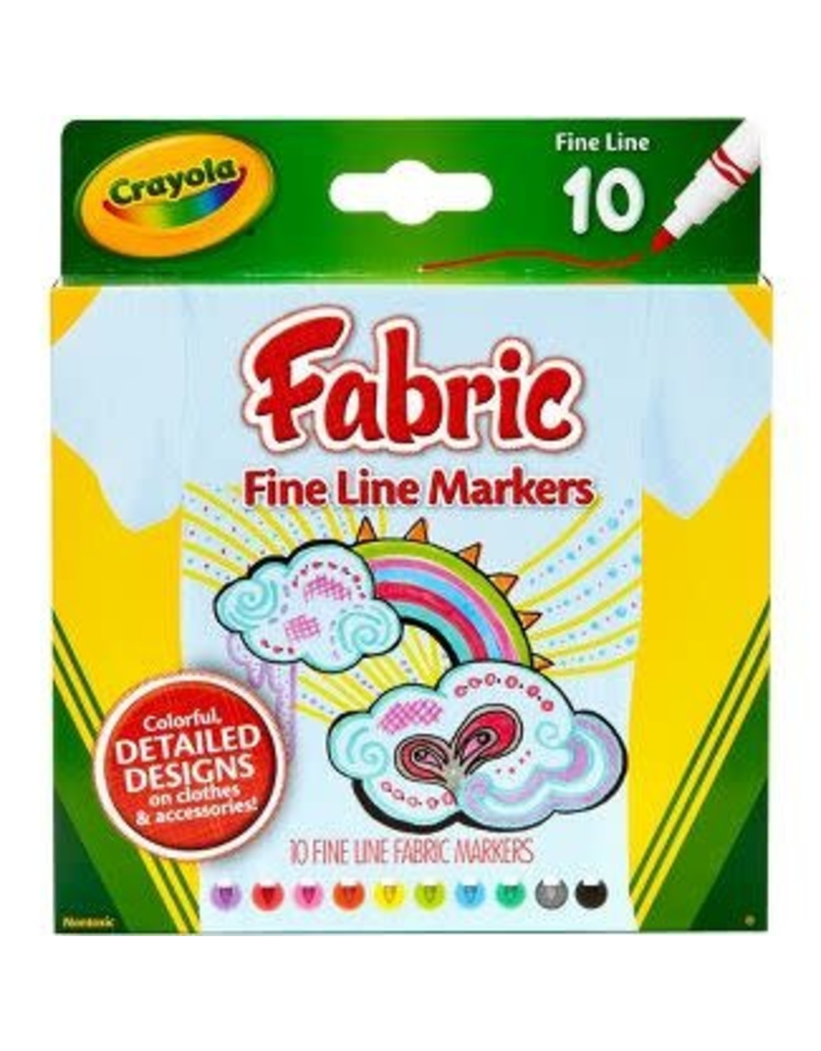 Crayola CRAYOLA FINE LINE FABRIC MARKERS - 10 PACK