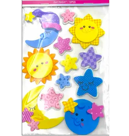 FOAM STICKERS: NIGHT AND DAY 12PC