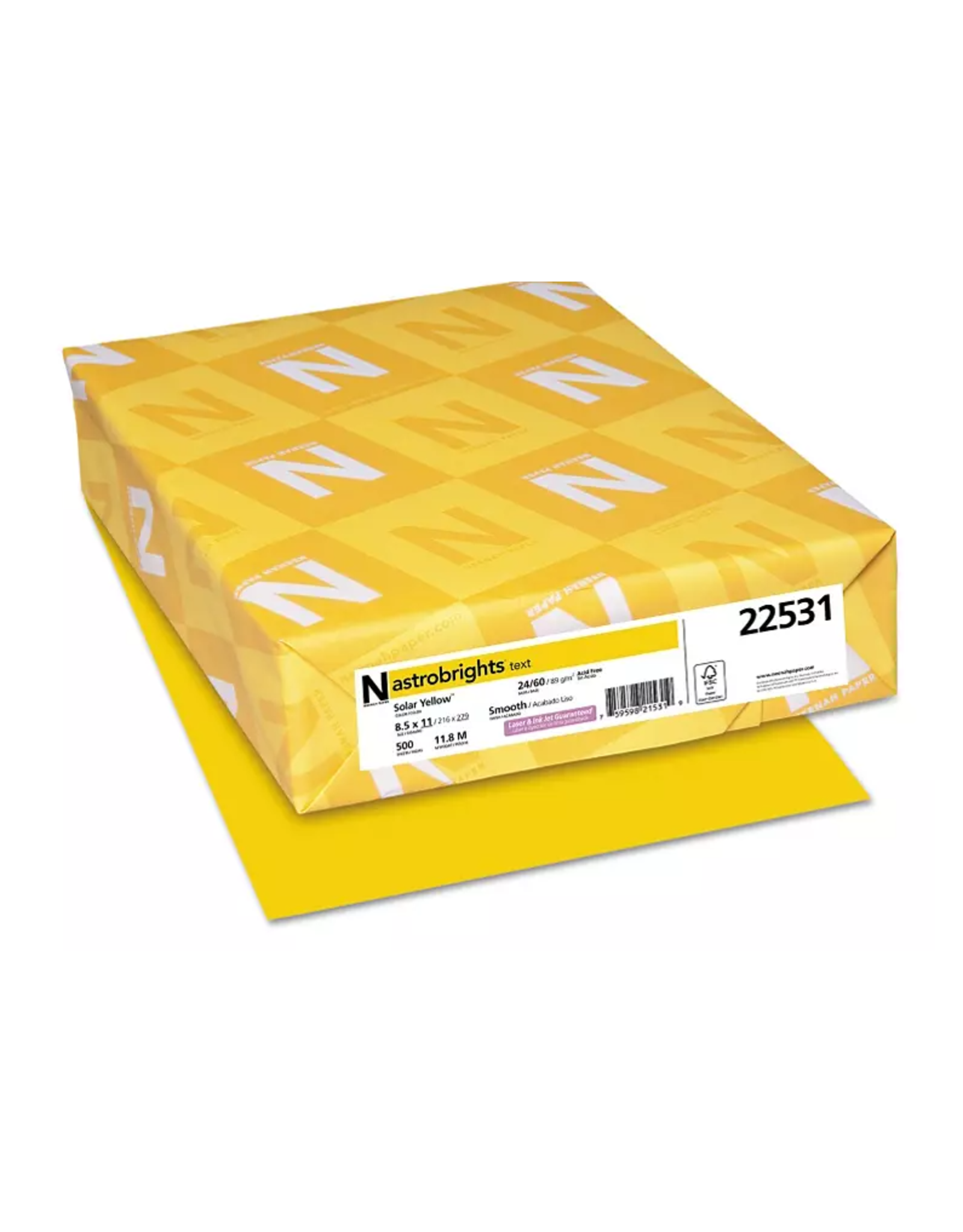 CARDSTOCK ASTROBRIGHT: 65LB 8½''x11''  SOLAR YELLOW 250 sheets