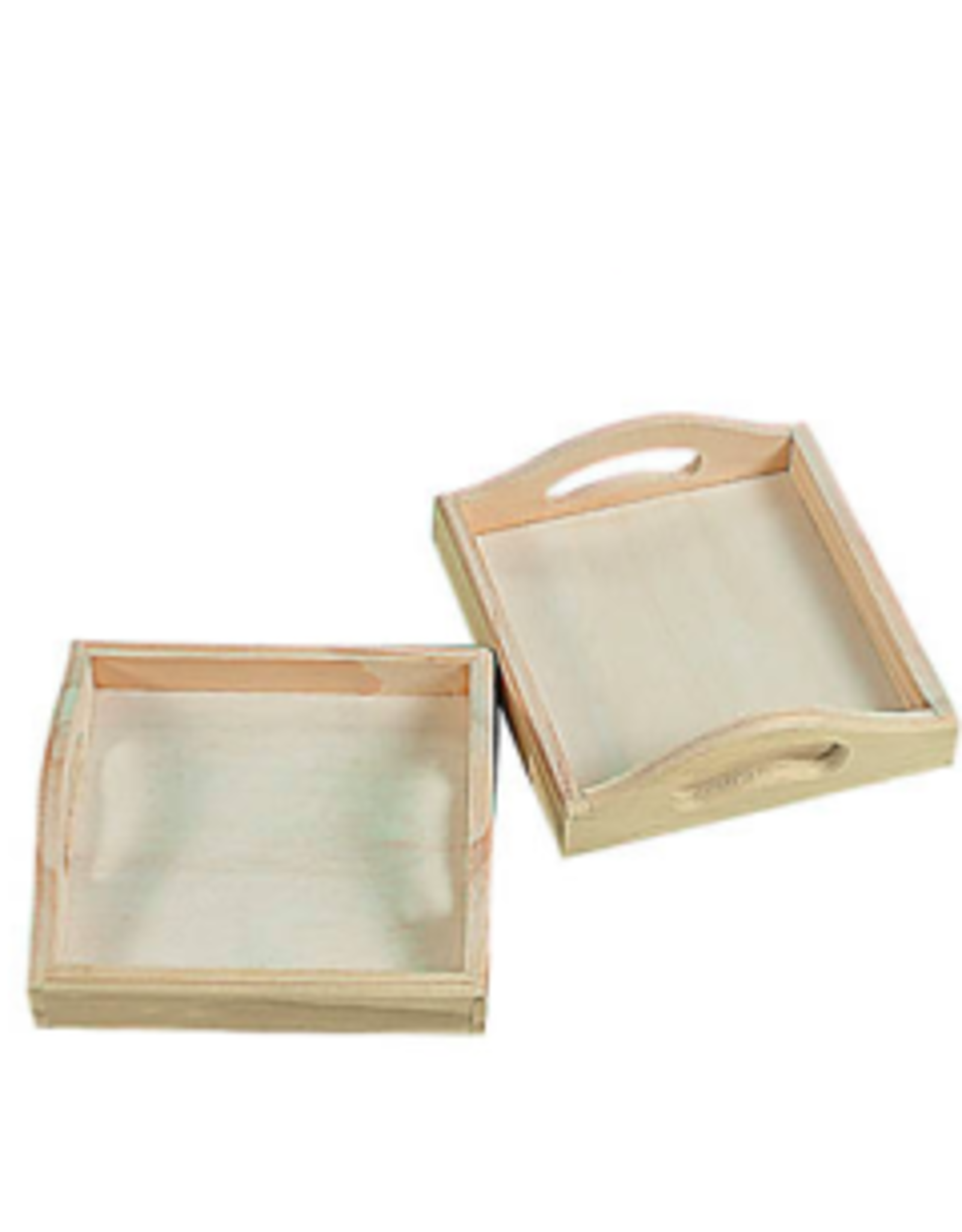 WOOD SHAPE: WOOD TRAYS   6"x6"x1" 12 PACK