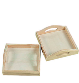 WOOD SHAPE: WOOD TRAYS   6"x6"x1" 12 PACK