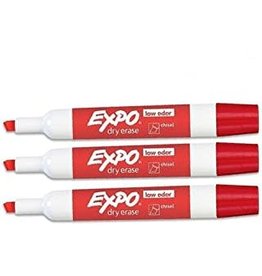 MARKER EXPO DRY ERASE LOW ODOR RED, CHISEL-  1 MARKER