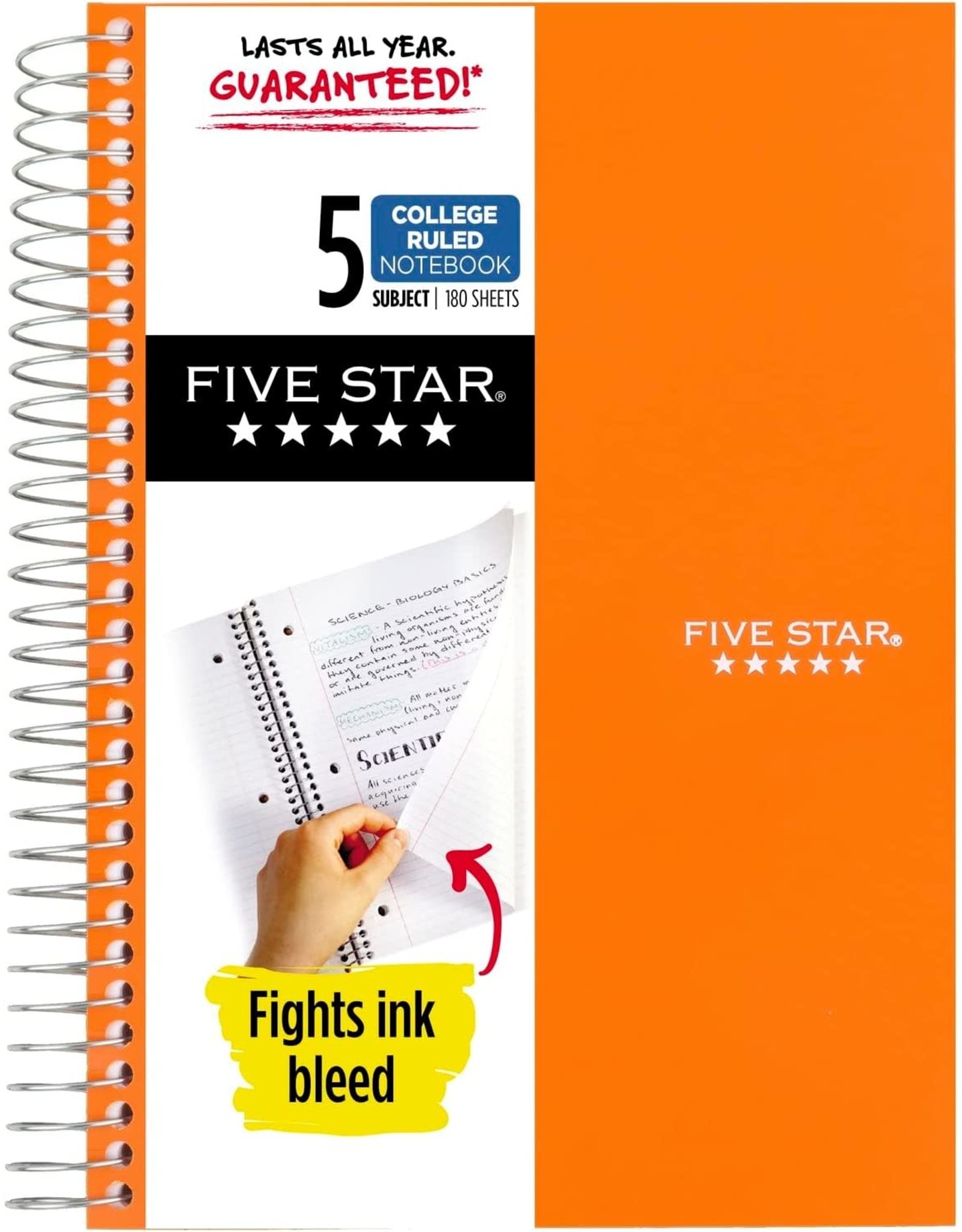 MEAD NOTEBOOK 9.5x6" - FIVE STAR   5 SUBJECT 180 sheets COLLEGE RULED