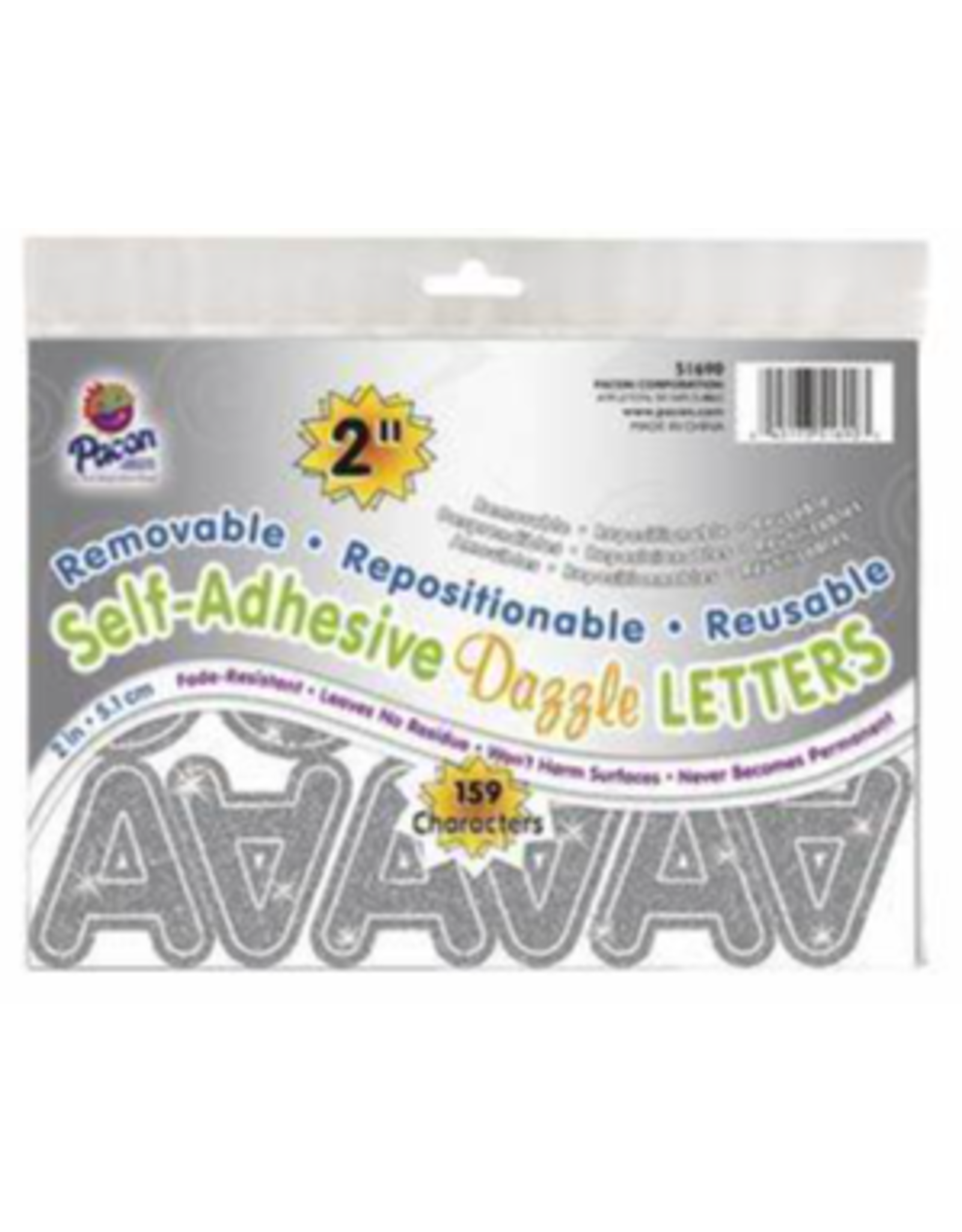 REPOSITIONABLE LETTERS 2" SILVER DAZZLE