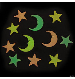 GLOW IN THE DARK STARS & MOONS 144PCS 1" - 1.25"