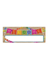 POLY WELCOME BANNER BURLAP 9" X24"