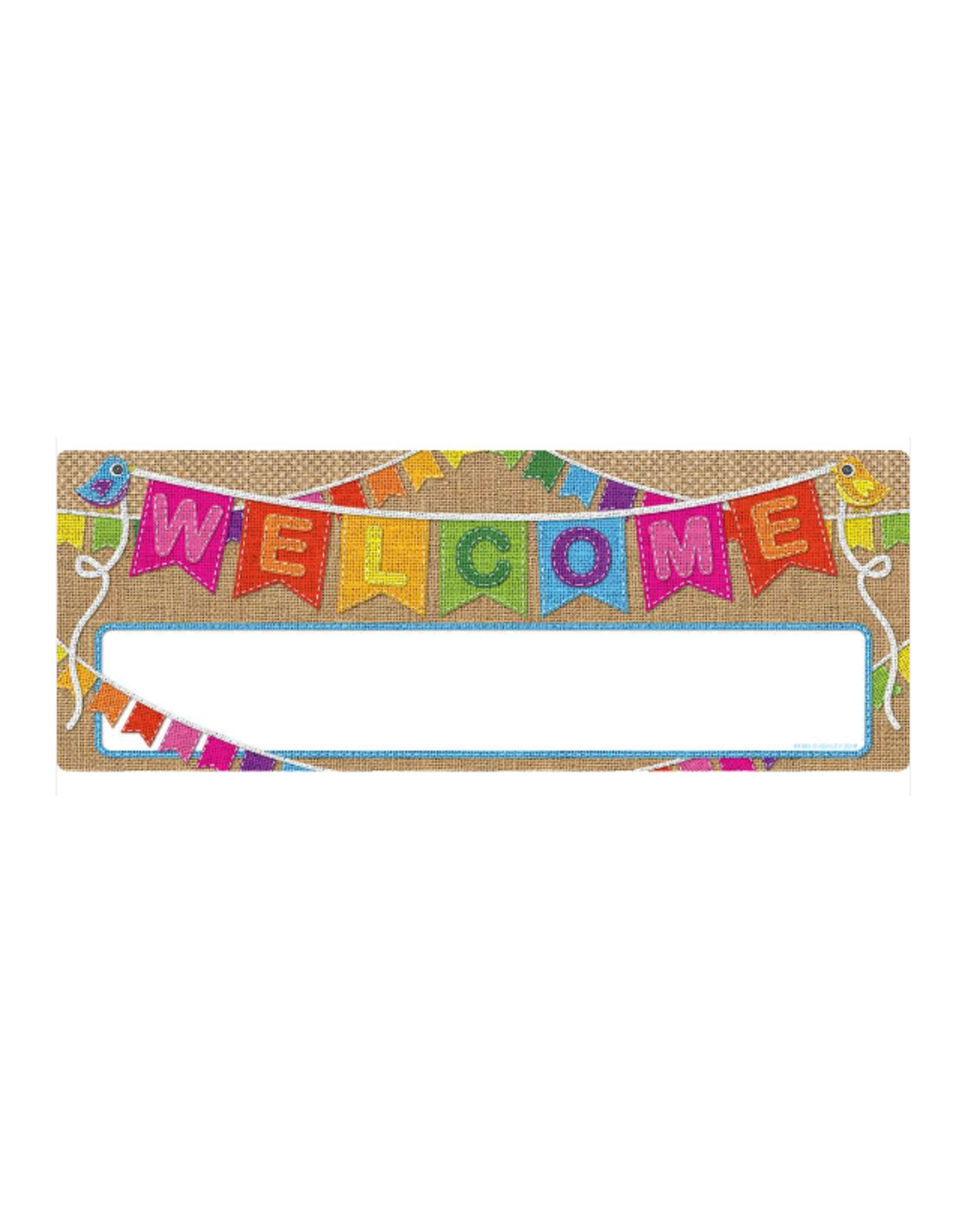 POLY WELCOME BANNER BURLAP 9" X24"
