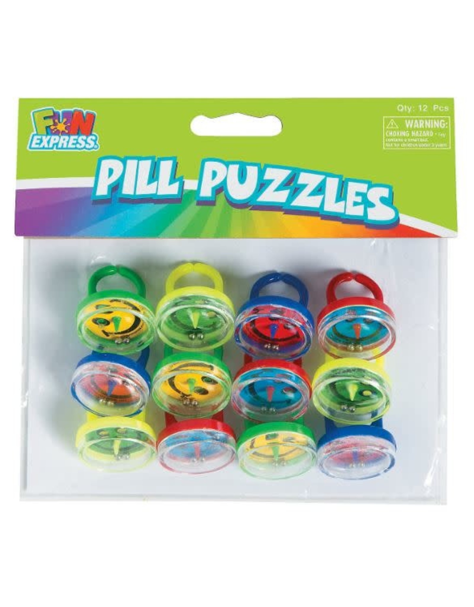 SMILE FACE PILL PUZZLE RINGS Pkg/12pcs