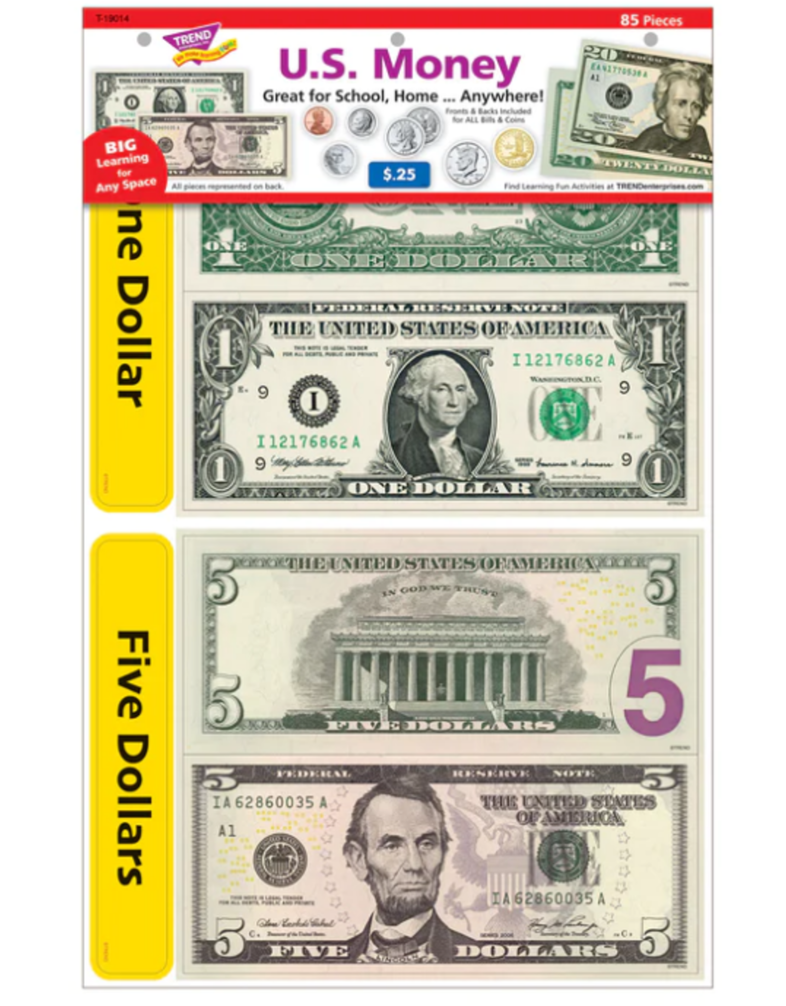 LEARNING SET US Money  85 PIECES