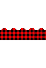 TCR SCALLOPED  BORDERS BLACK AND RED GINGHAM - 2 3/16"X35"