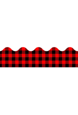 Teacher Created Resources SCALLOPED  BORDERS BLACK AND RED GINGHAM - 2 3/16"X35"