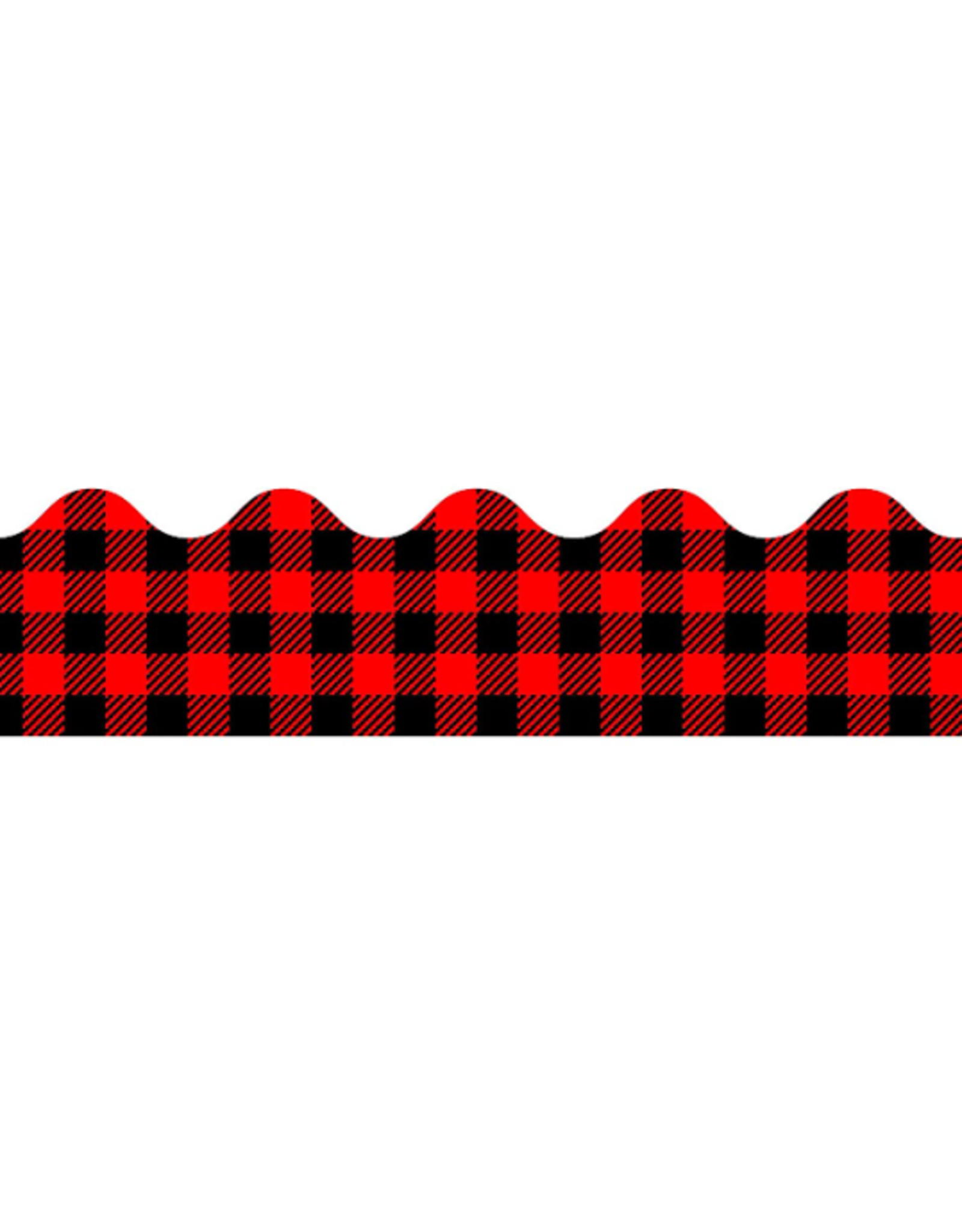 Teacher Created Resources SCALLOPED  BORDERS BLACK AND RED GINGHAM - 2 3/16"X35"