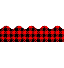 TCR SCALLOPED  BORDERS BLACK AND RED GINGHAM - 2 3/16"X35"