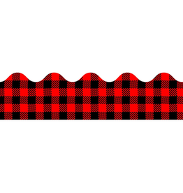 Teacher Created Resources SCALLOPED  BORDERS BLACK AND RED GINGHAM - 2 3/16"X35"