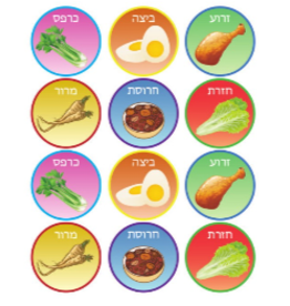 STICKERS: PESACH SEDER PLATE  SIMANIM - 2 SETS PER SHEET - 6 SHEETS